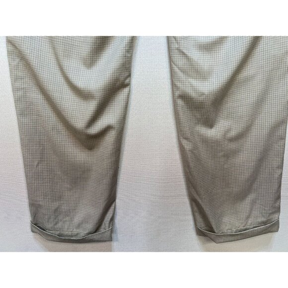 Ari8to Eighteen Mens Wool Pleated Dress Pants Cuffed Hem Sz 36 Beige Houndstooth - Picture 11 of 11